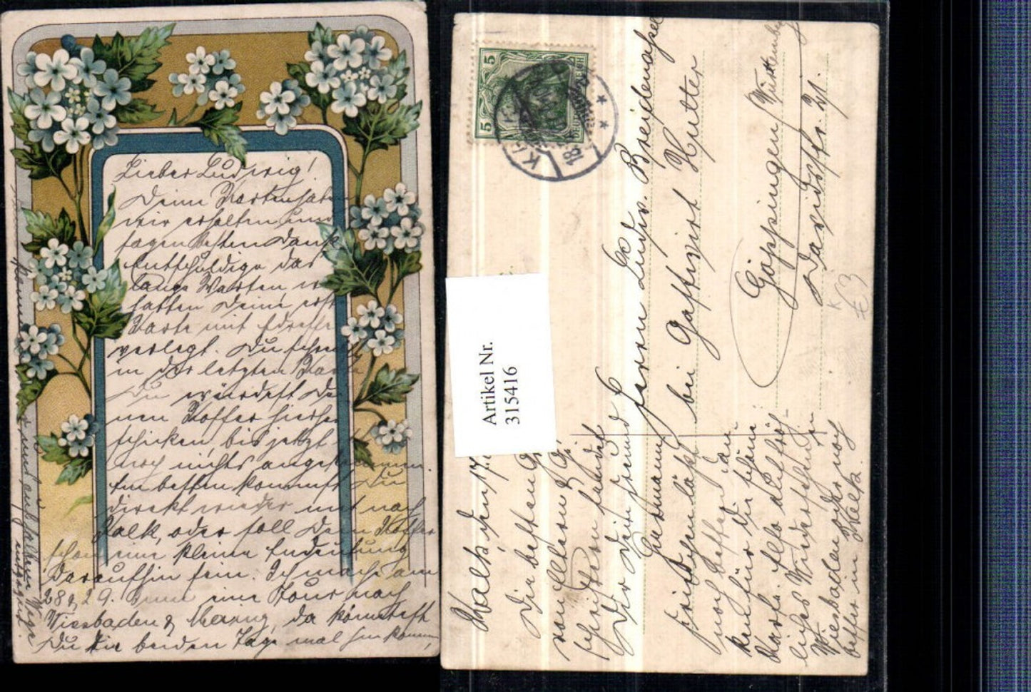 315416,Künstler AK Weiße Blumen Ranke