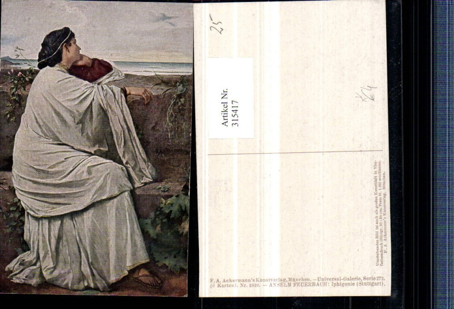 315417,Künstler AK Anselm Feuerbach Iphigenie Frau Toga Sandale Sehnsucht pub A. Ackermann 2826
