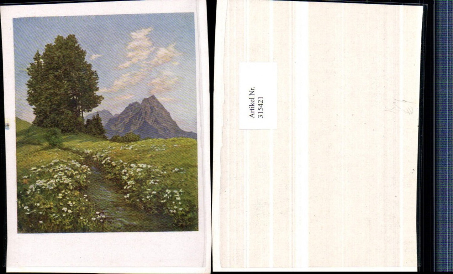 315421,Künstlerkarte Richard Wagner Landschaft Bergkulisse Wegpartie
