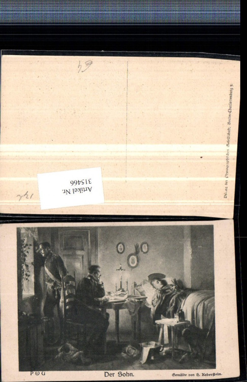 315466,Künstler AK H. Koberstein Der Sohn Soldaten Kranker Junge Kreuz Kerzen