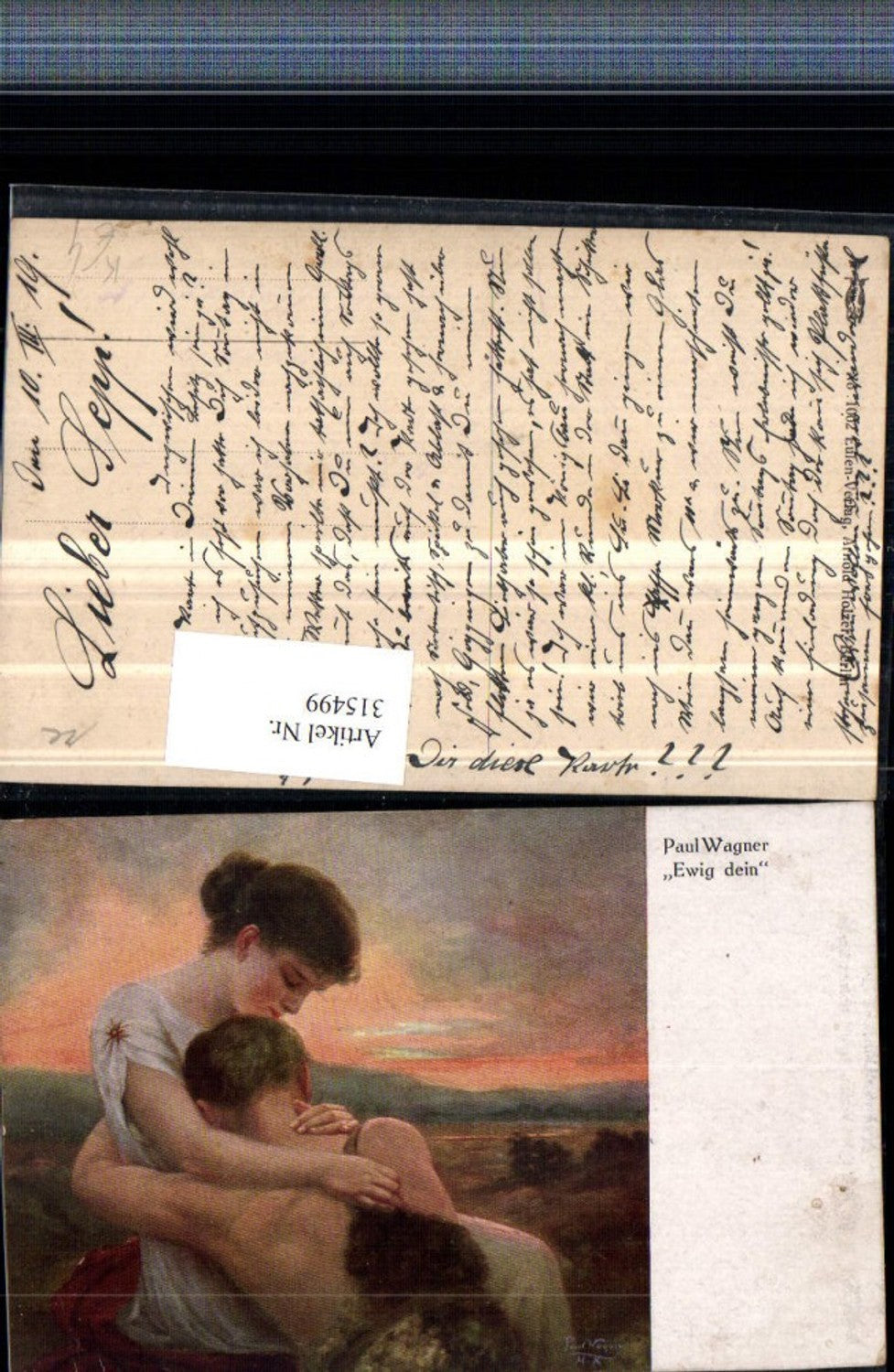 315499,Künstler AK Paul Wagner Ewig dein Liebespaar Liebe Umarmung