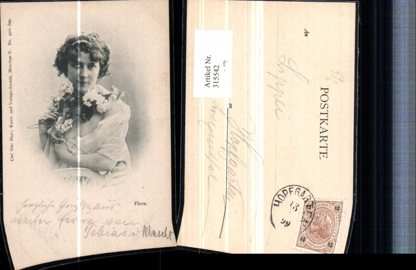 315542,Künstler AK Flora Frau Portrait Blumen pub Carl Otto Hayd 3521