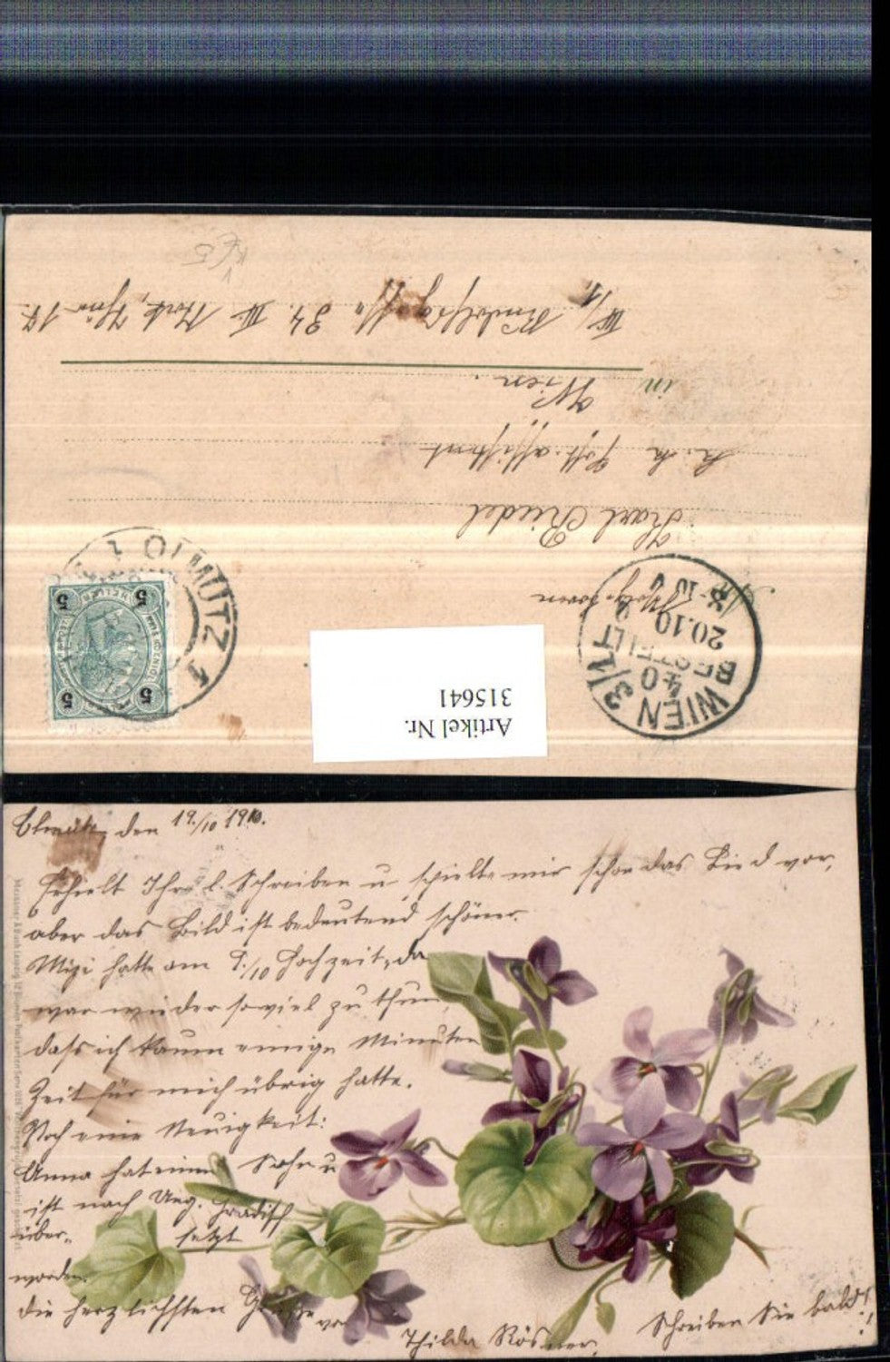 315641,Künstler AK Meissner & Buch 1026 Blumen Veilchen