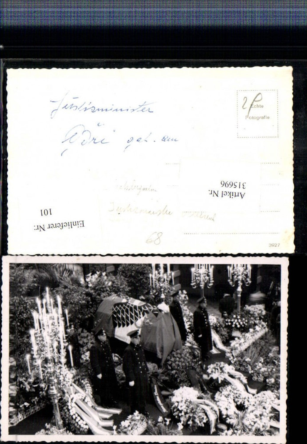 315696,RRR Foto AK Josef Gerö Justizminister Österreich Staatsbegräbnis Sarg Tod