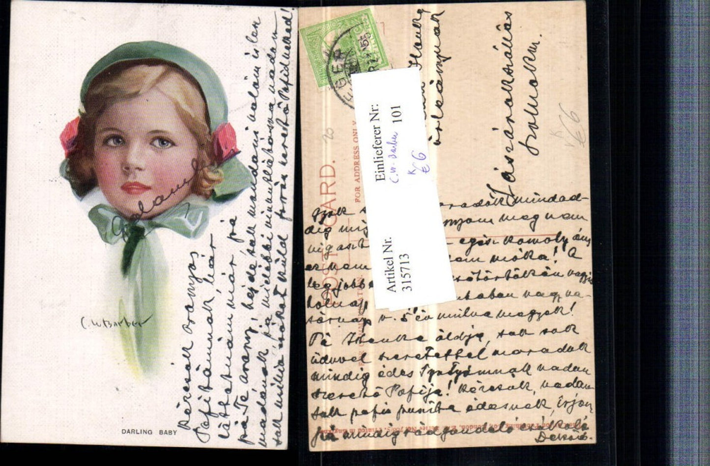 315713,Künstler AK C. W. Barber Darling Baby Kind Mädchen Portrait pub Carlton Publishing London