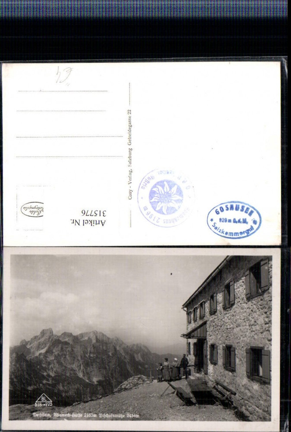 315776,Dachstein Adamek-Hütte Berghütte b. Gosau Bergkulisse