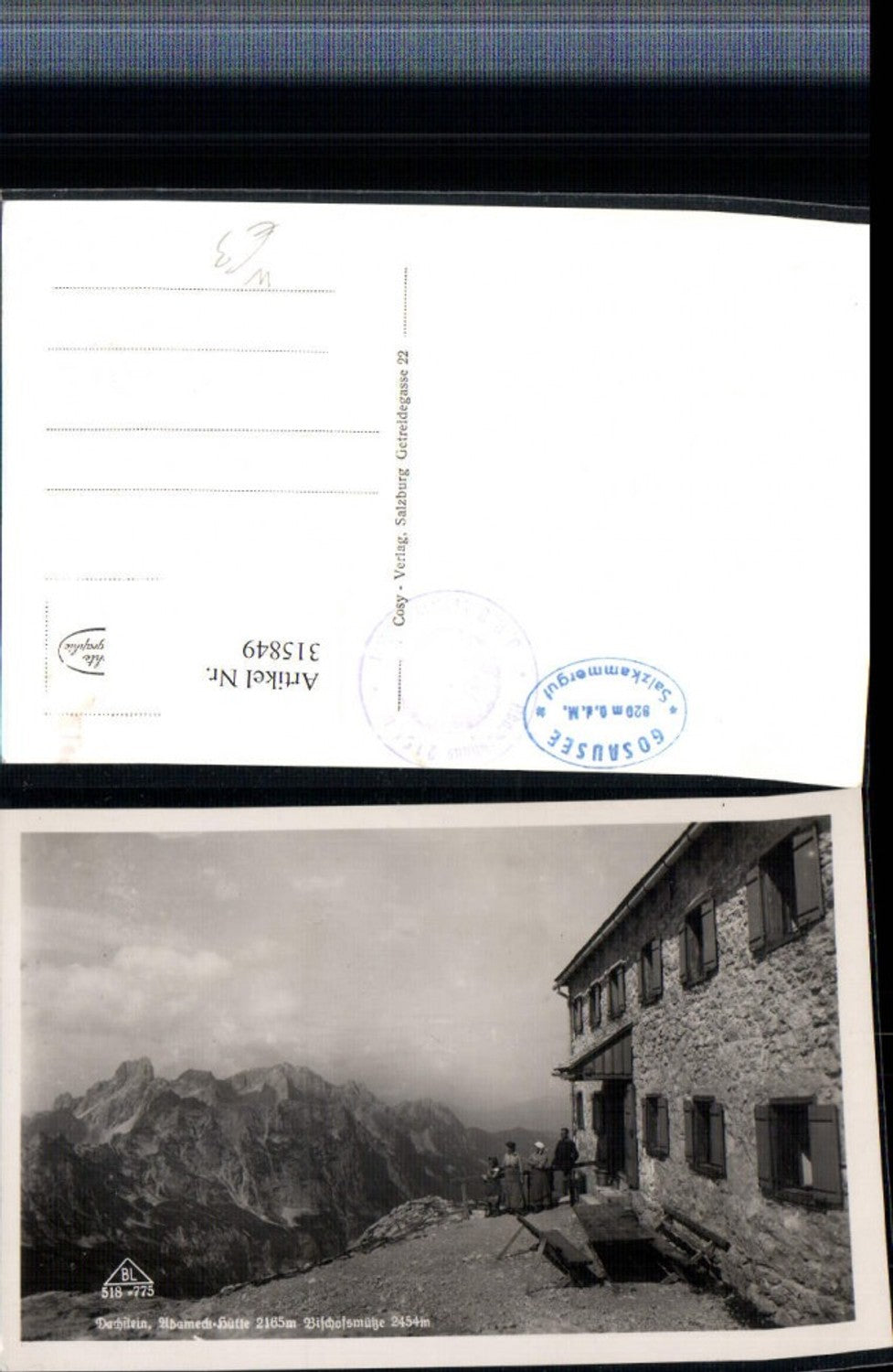 315849,Dachstein Adamek-Hütte Berghütte b. Gosau Bergkulisse