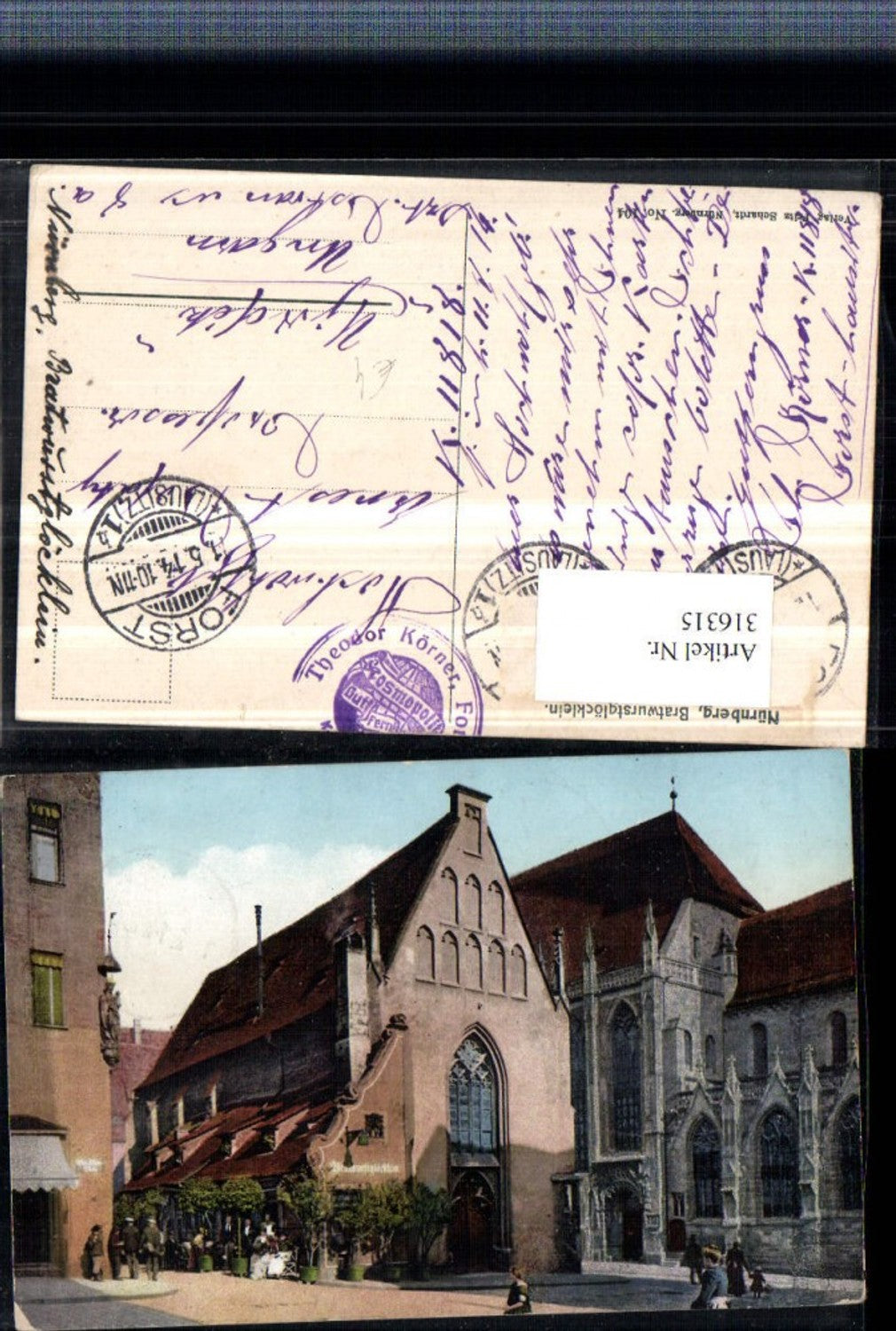 316315, Nuremberg Gasthaus Bratwurstglöcklein m. Kirche