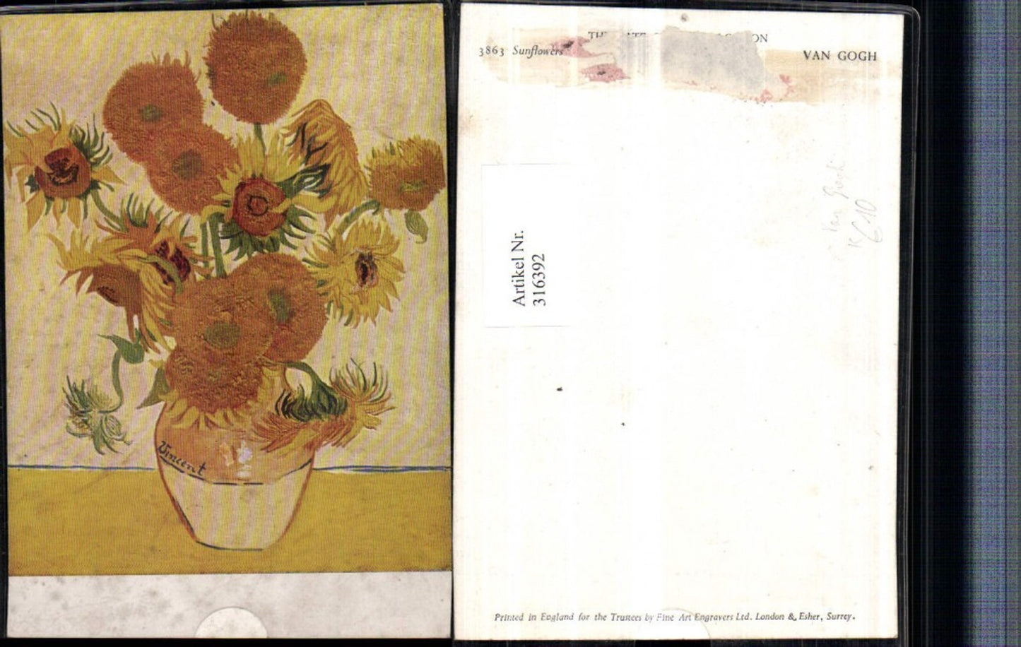 316392,Künstler AK Vincent van Gogh Sunflowers Sonnenblumen Vase