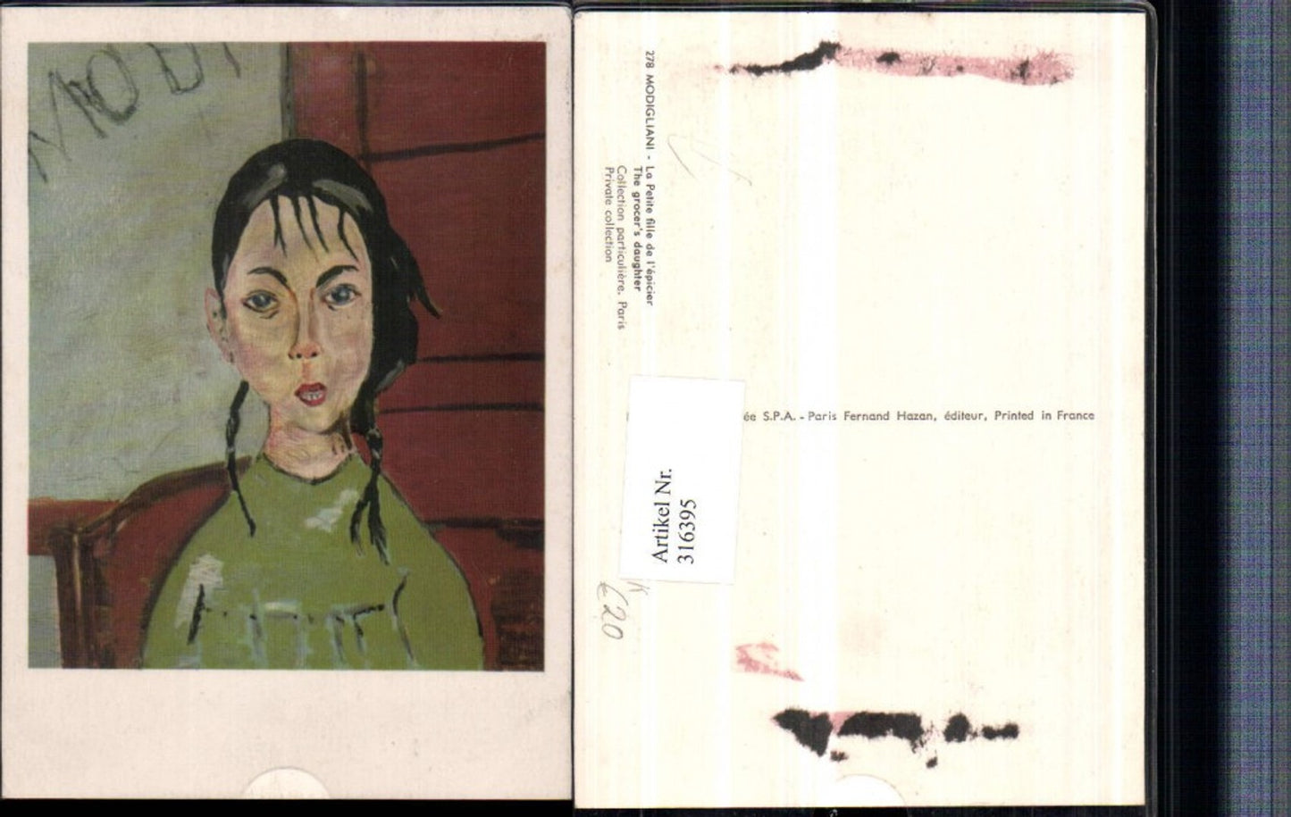 316395,Künstler AK Modigliani The grocers daughter Mädchen Portrait