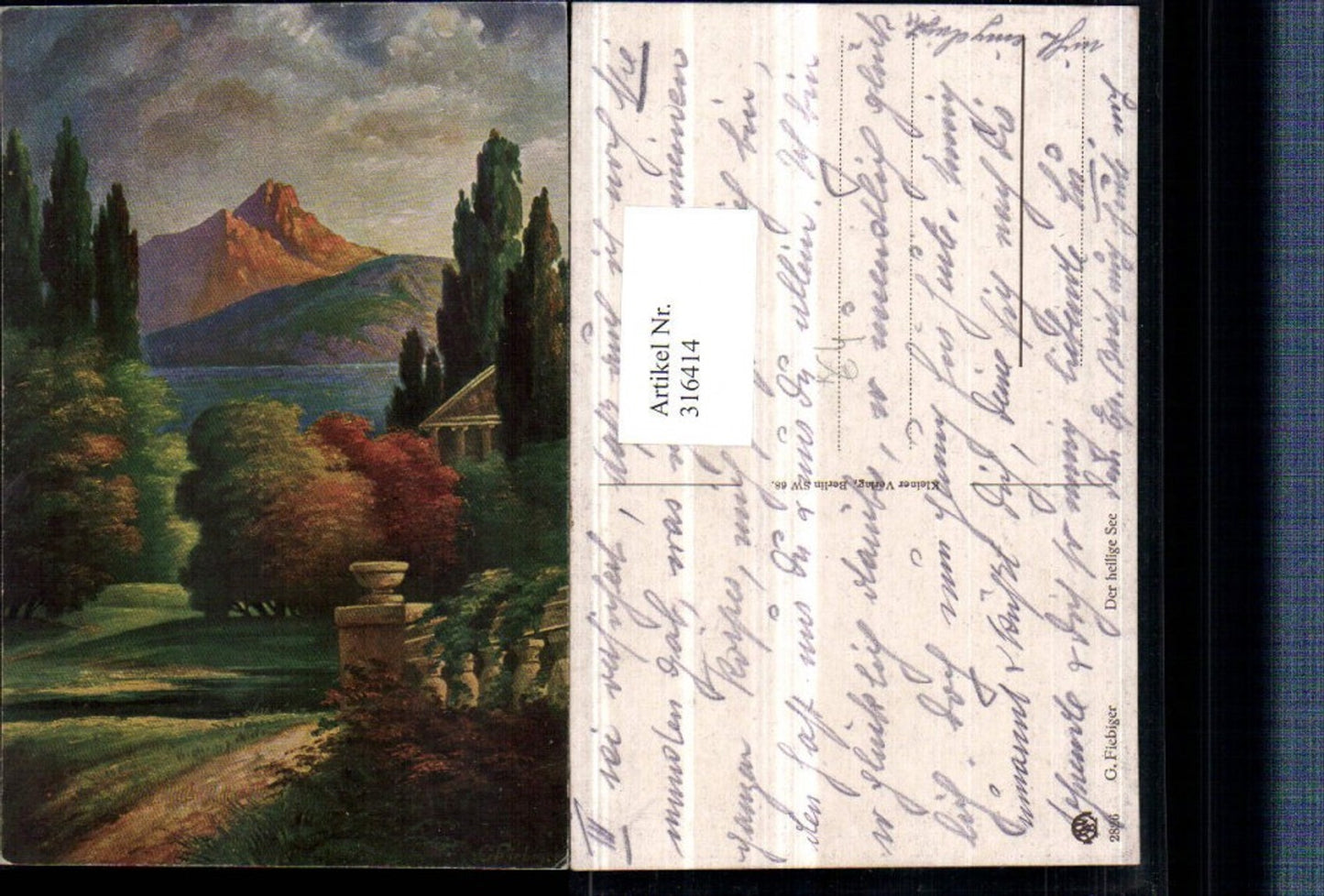 316414, Artist AK G. Fiebiger The Holy Lake Landscape Cypress Mountains