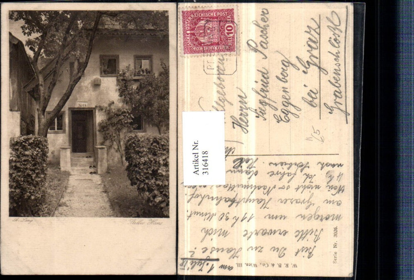 316418,Künstler AK A. Lang Stilles Haus Hausansicht Tür Hausnummer 48