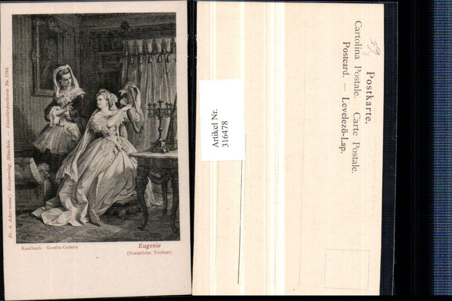 316478,Künstler AK Kaulbach Eugenie Natürliche Tochter Frauen m. Kleider pub A. Ackermann 1284