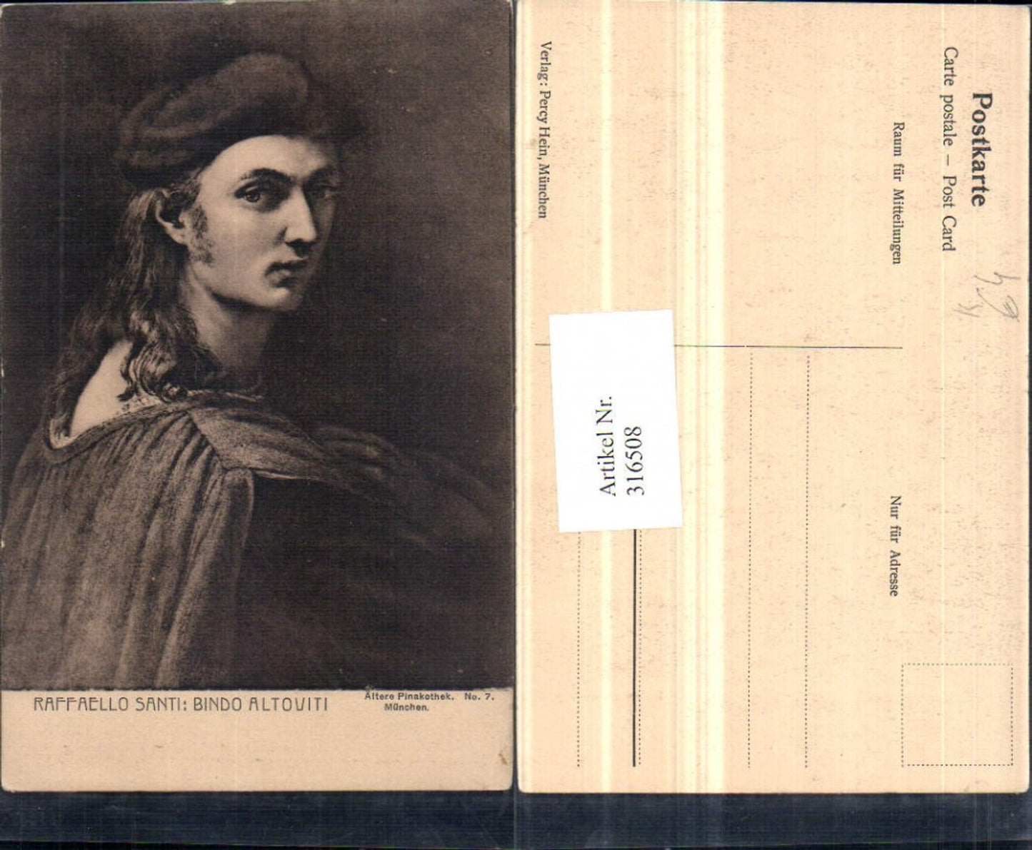 316508,Künstler AK Raffaello Santi Bindo Altoviti Mann Portrait