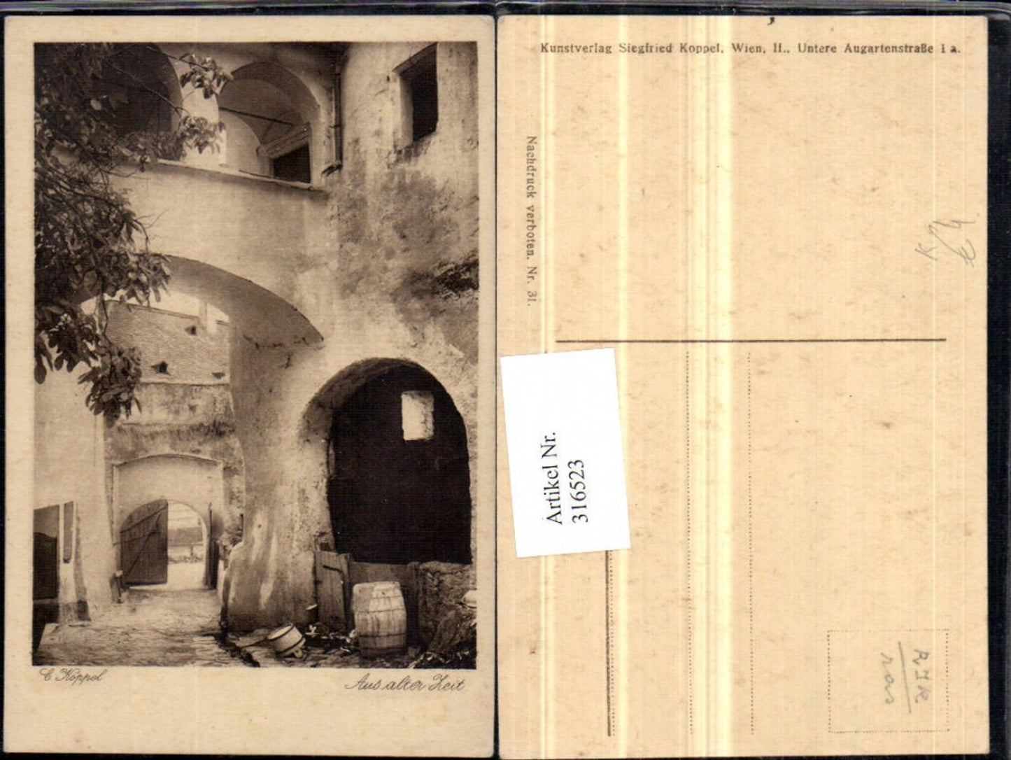 316523,Künstler AK Siegfried Koppel Aus alter Zeit Hof Motiv