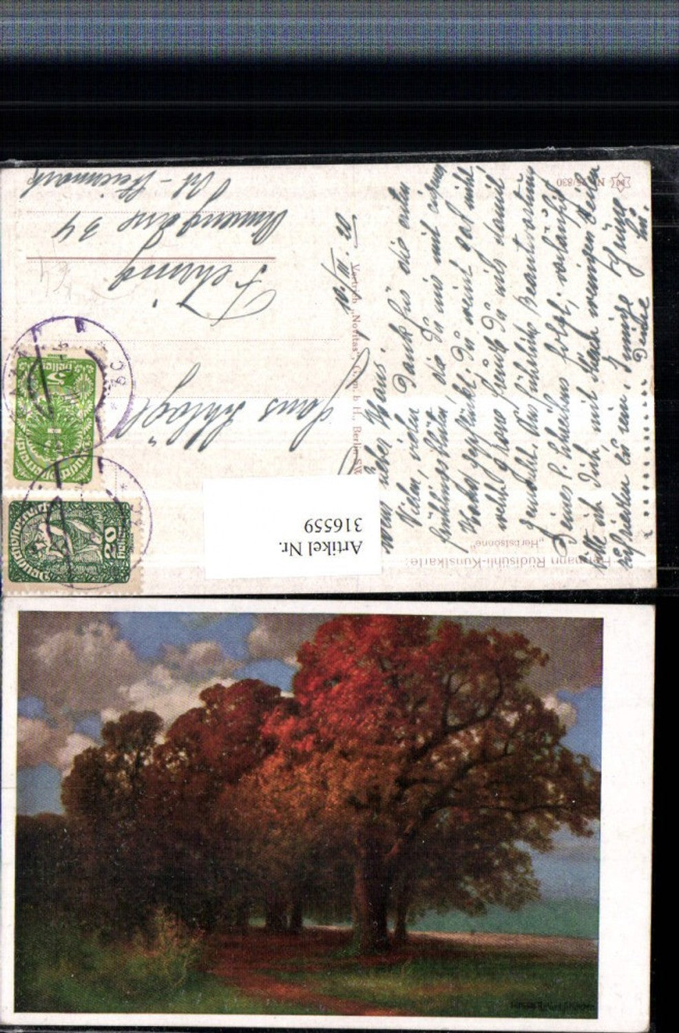 316559,Künstler AK Hermann Rüdisühli Herbstsonne Landschaft Bäume pub Novolito 25/830