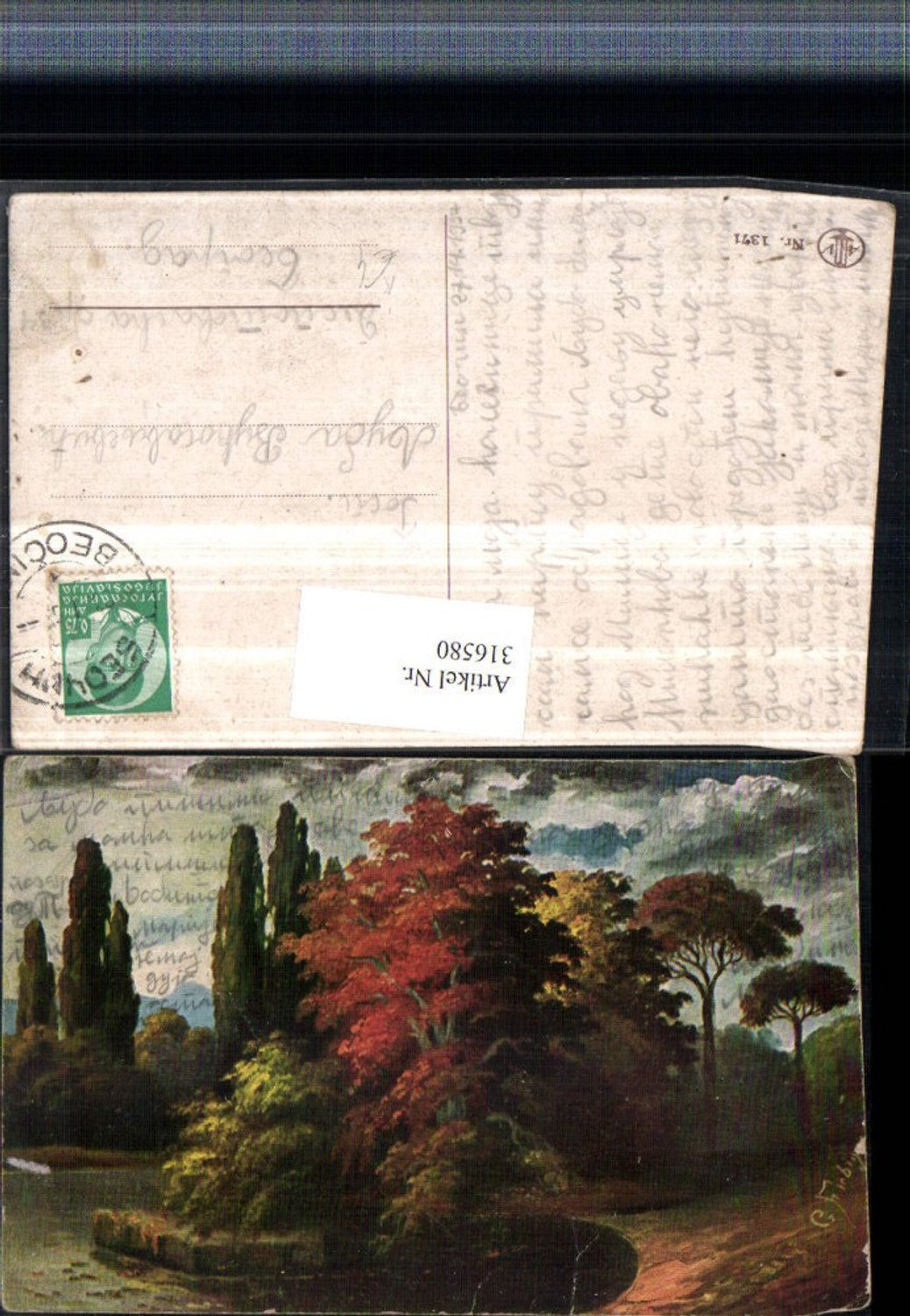 316580,Künstler AK G. Fiebiger Landschaft Bäume