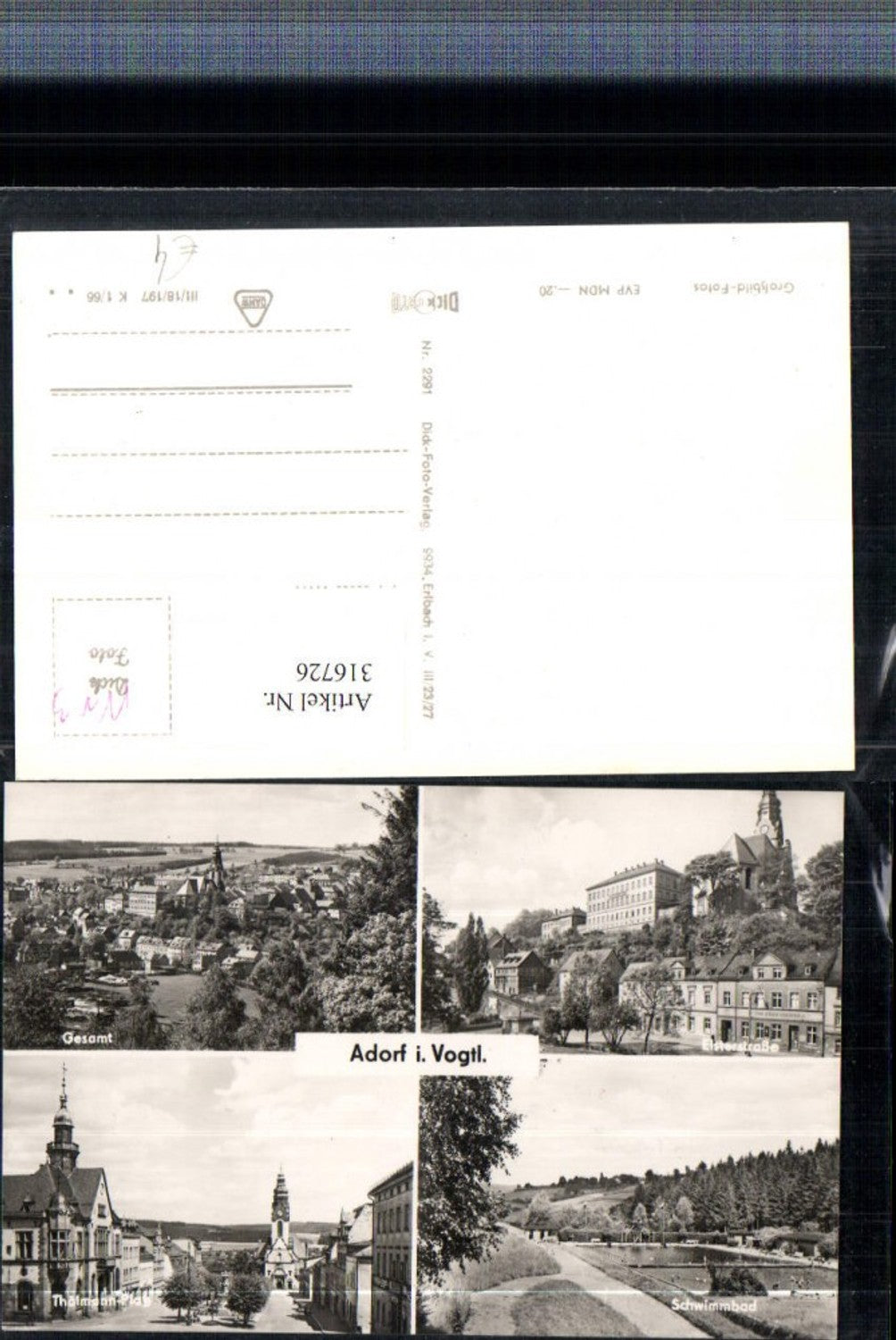 316726,Adorf im Vogtland Totale Schwimmbad Thälmann-Platz Elsterstraße Mehrbildkarte