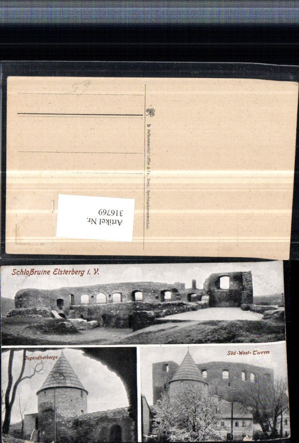 316769,Elsterberg im Vogtland Schlossruine Ruine Jugendherberge Turm Mehrbildkarte