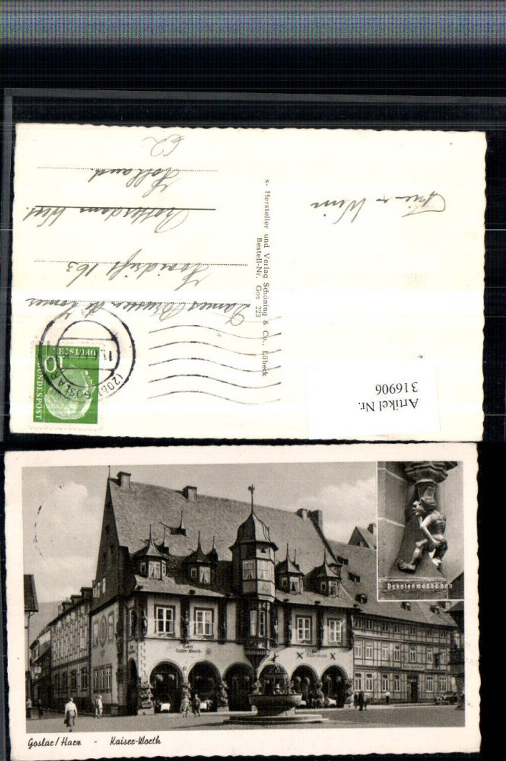 316906,Goslar im Harz Kaiser-Worth Hotel Erker Brunnen Dukatenmännchen Mehrbildkarte