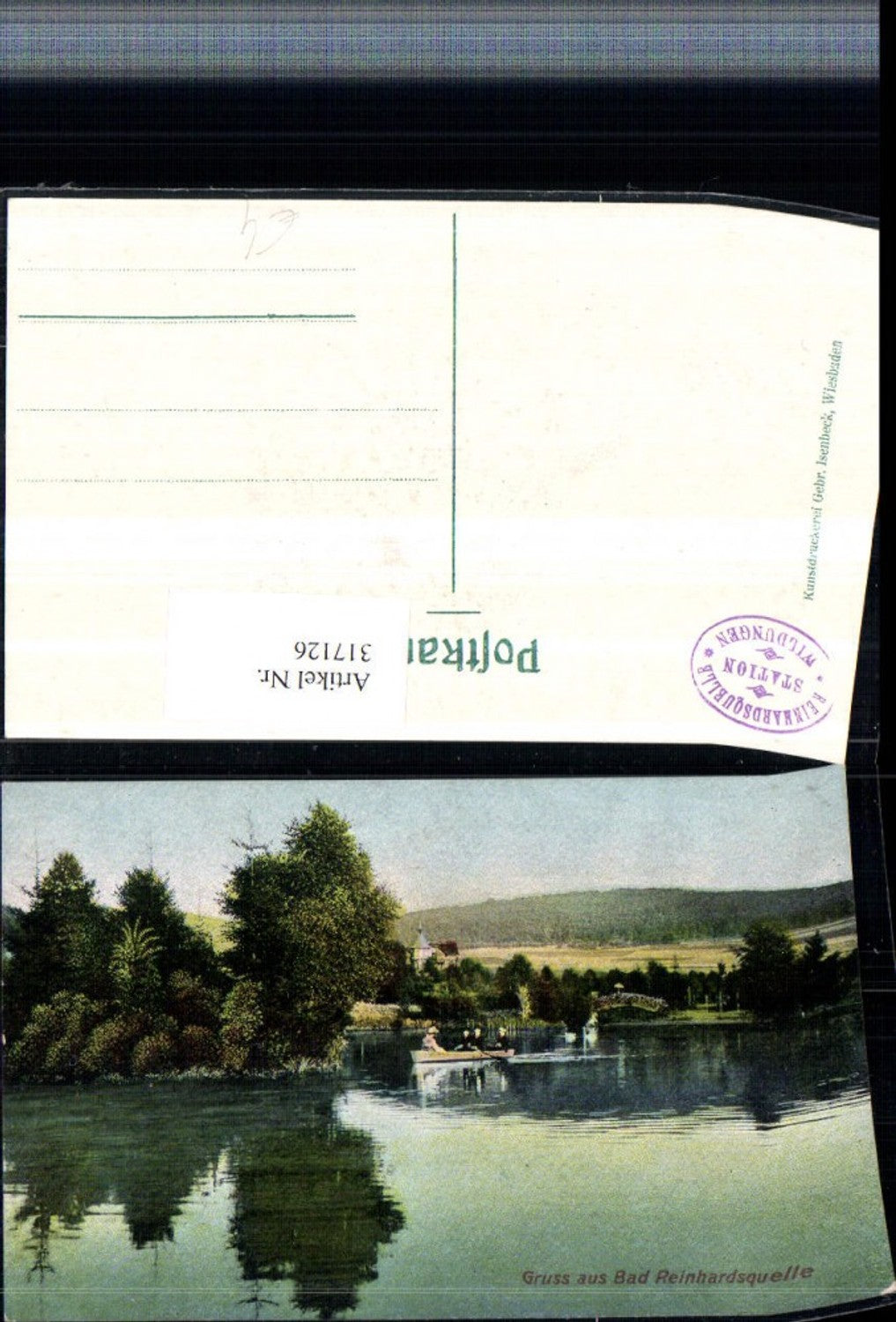 317126,Gruß aus Bad Reinhardsquelle Teich Ruderboot