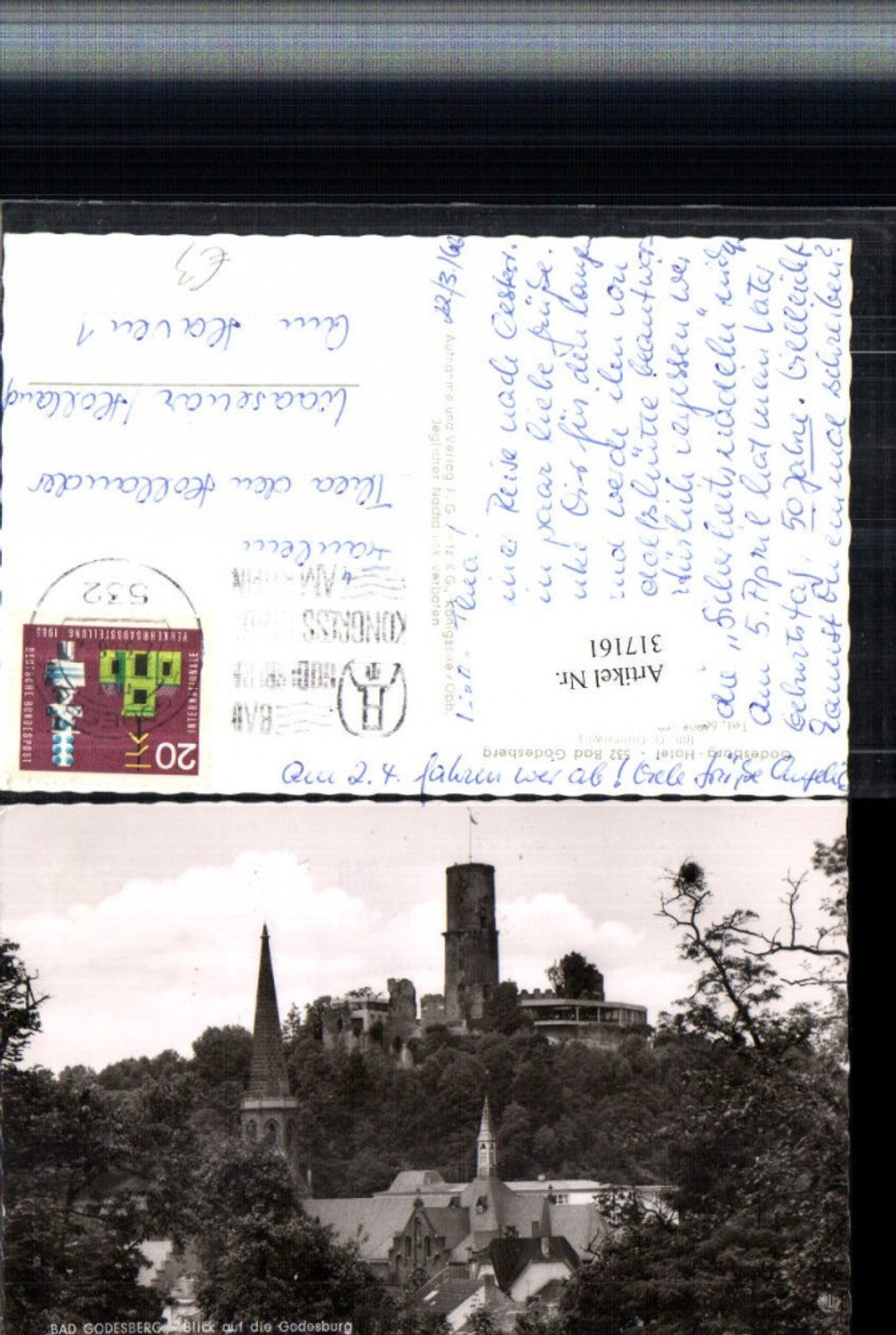 317161,Bad Godesberg Kirche Blick auf d. Godesburg