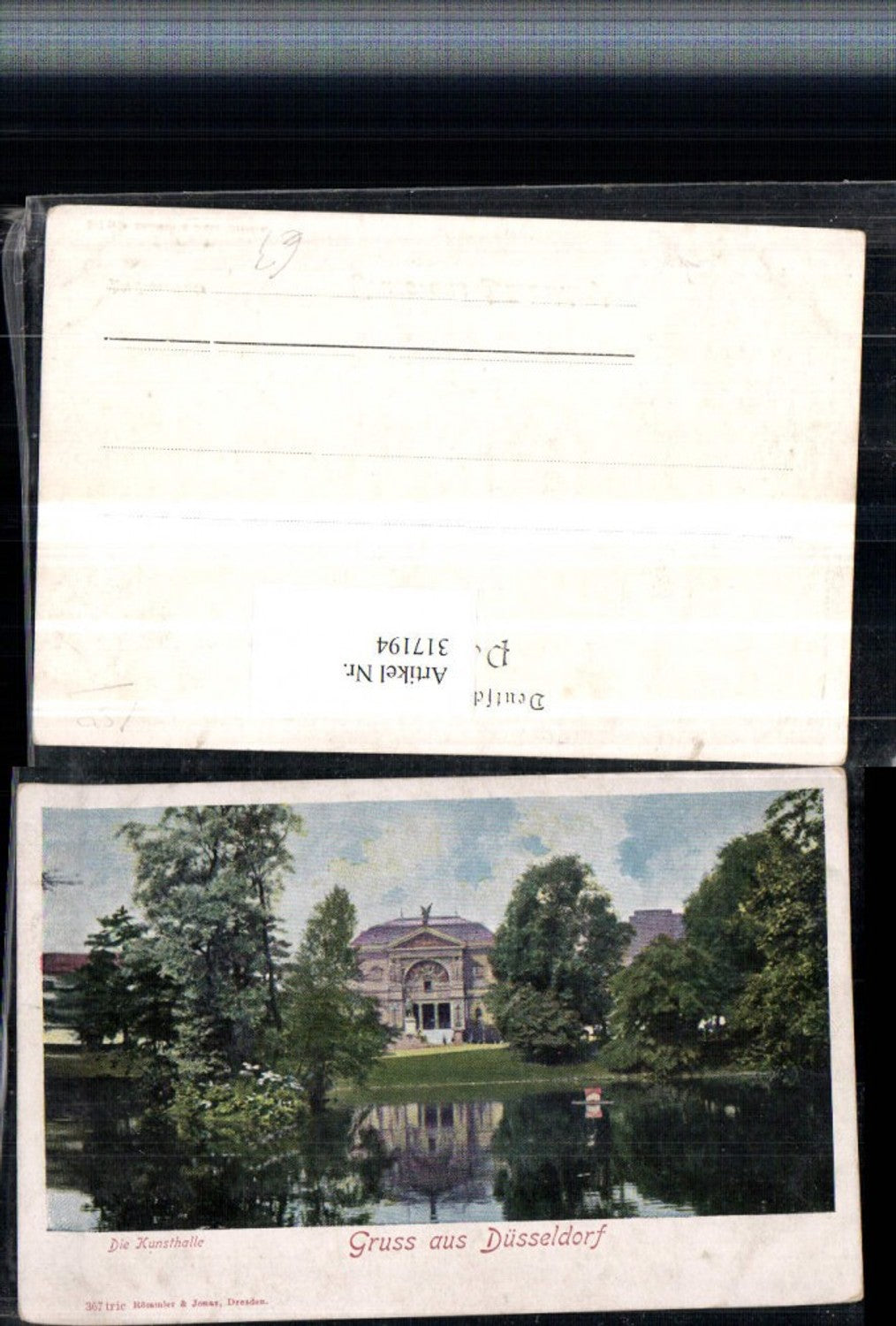 317194,Gruß aus Düsseldorf Kunsthalle Gebäude Teich