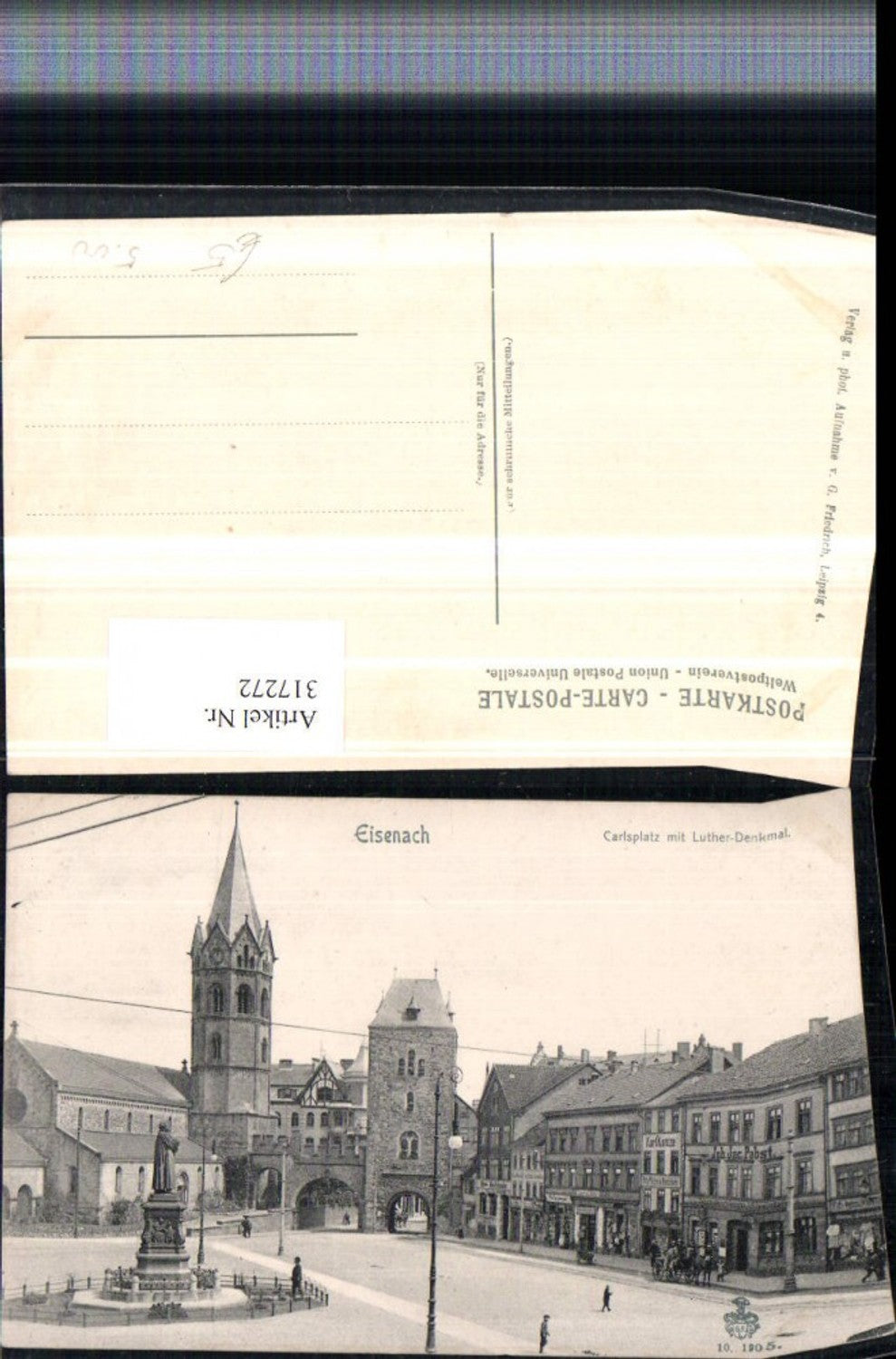317272, Eisenach Karlsplatz with Luther Monument, shops