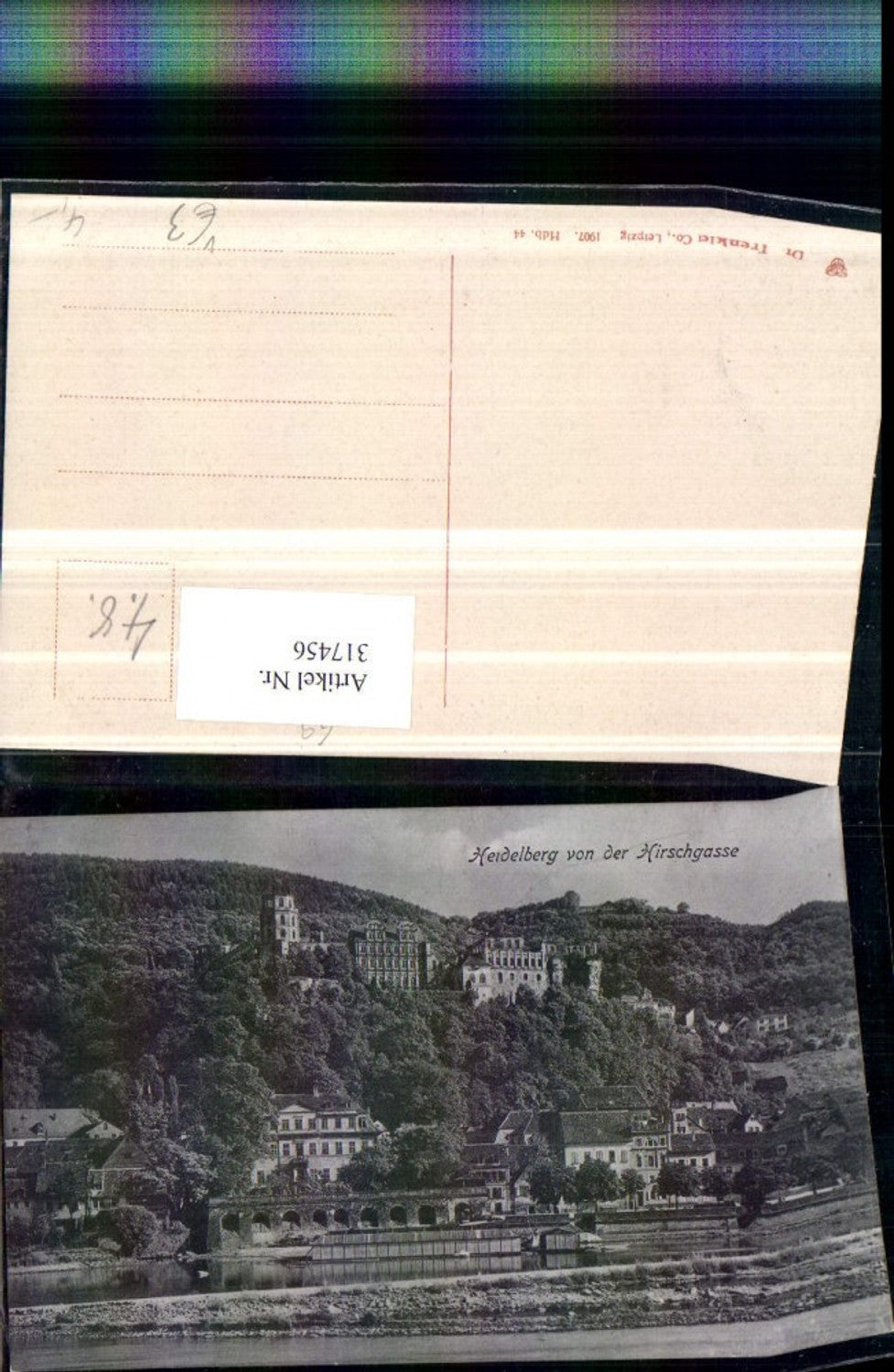 317456,Heidelberg Teilansicht Schloss von d. Hirschgasse pub Trenkler & Co