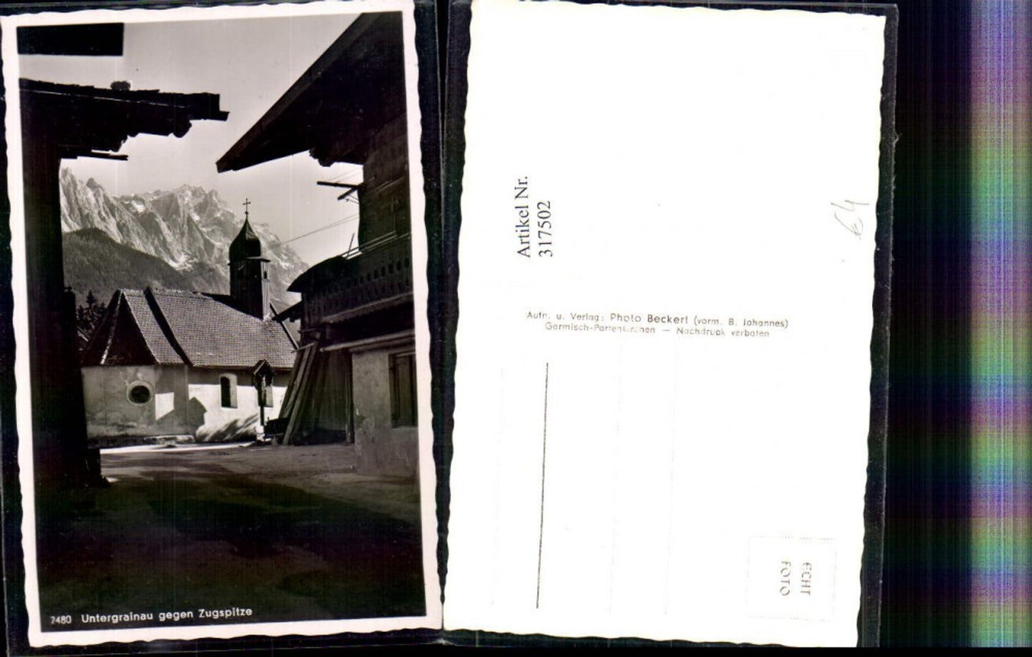 317502,Untergrainau Kirche Straßenansicht geg. Zugspitze Bergkulisse