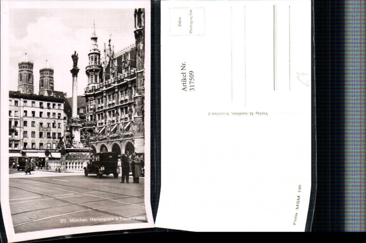 317509,München Marienplatz u. Frauenkirche Rathaus Säule
