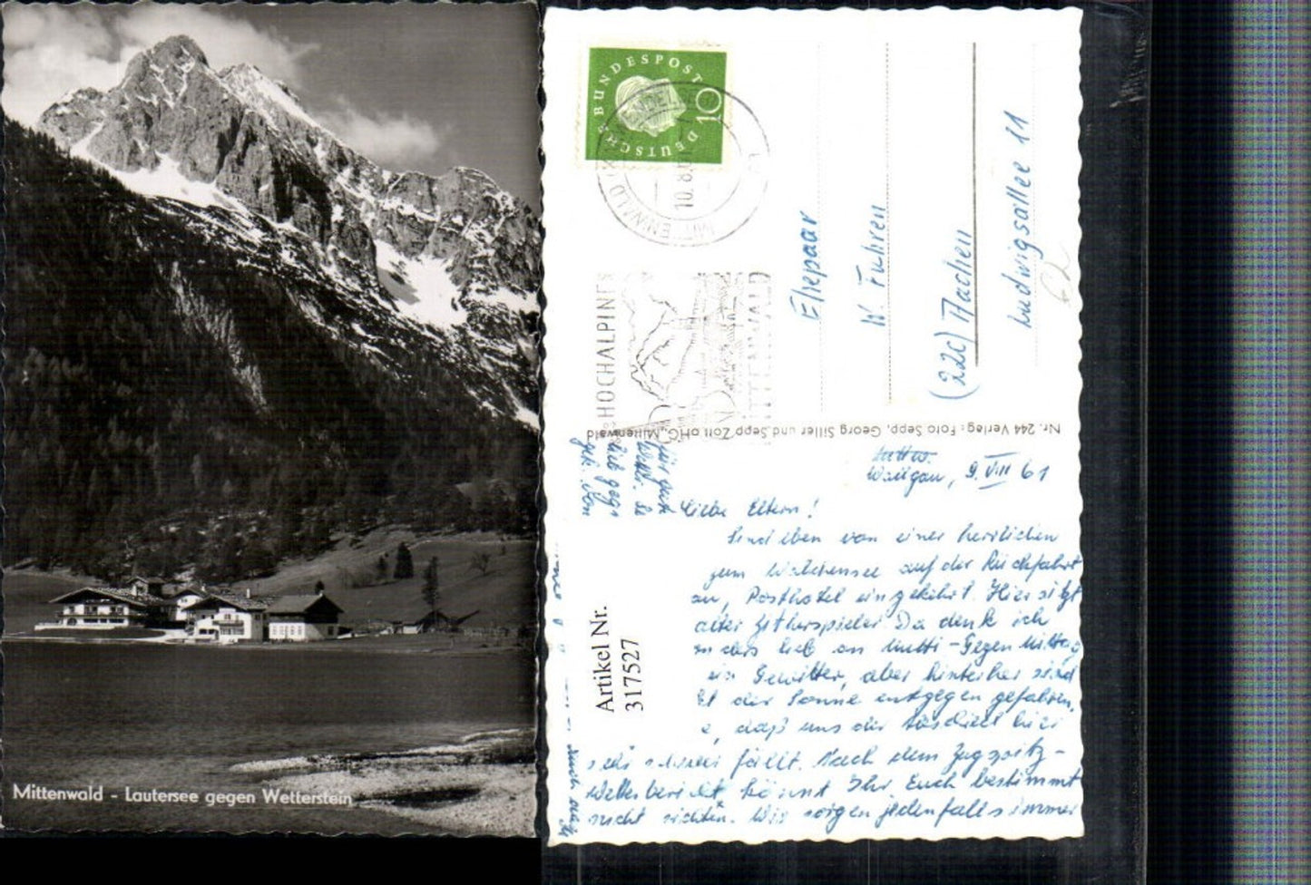 317527,Mittenwald Lautersee geg. Wetterstein Bergkulisse