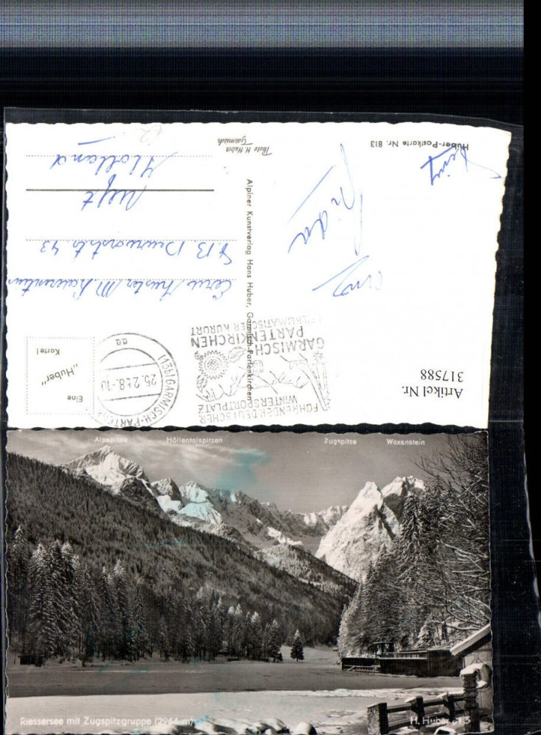 317588,Rießersee See b. Garmisch m. Zugspitzgruppe Bergkulisse Winterbild