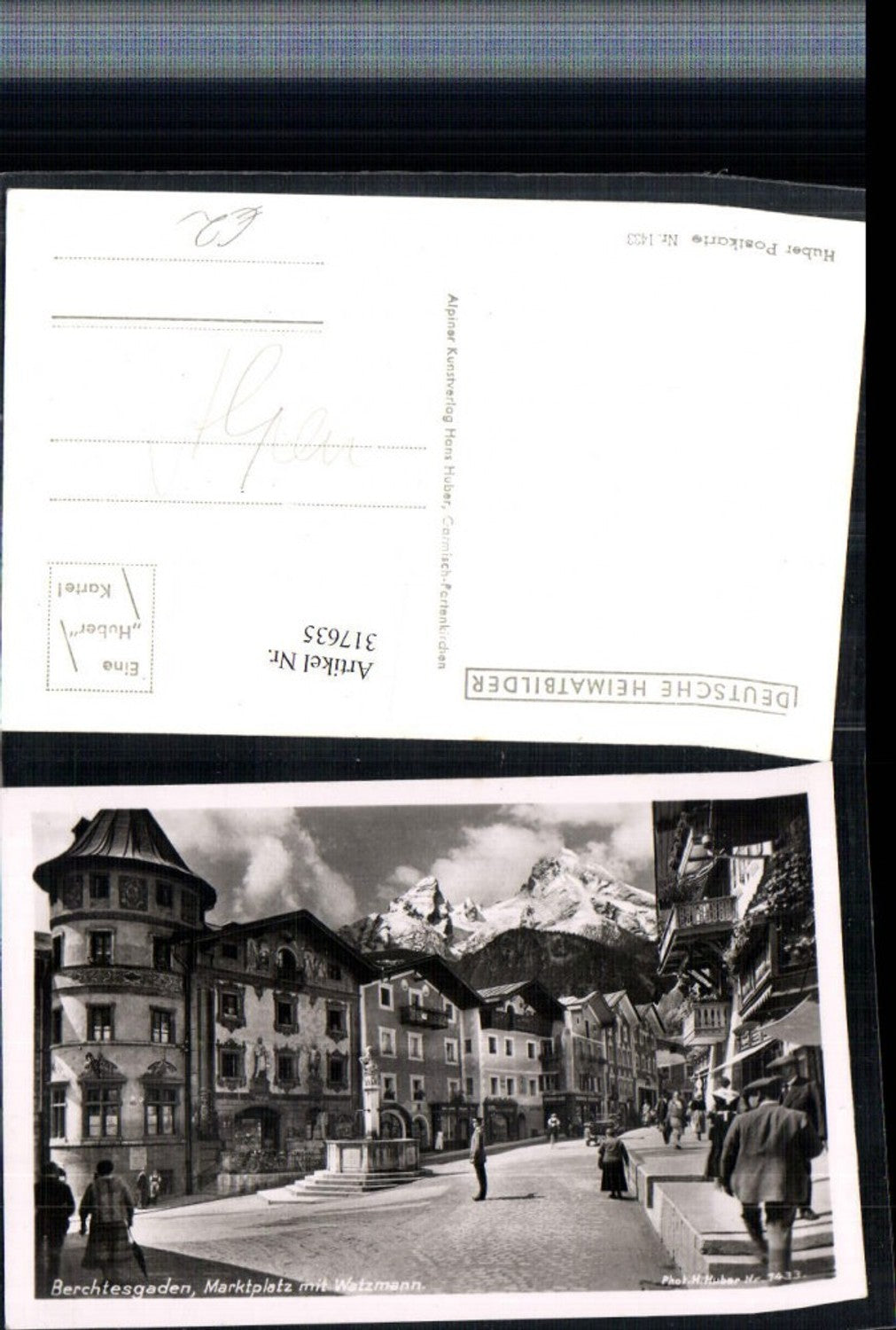 317635,Berchtesgaden Marktplatz m. Watzmann Brunnen Bergkulisse pub H. Huber 1433
