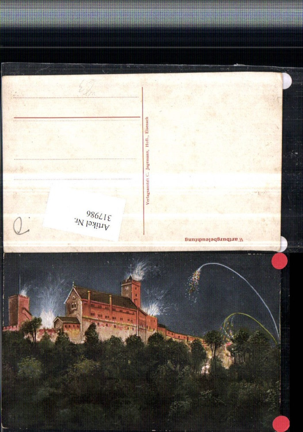317986, Artist AK Eisenach Fire of the Wartburg