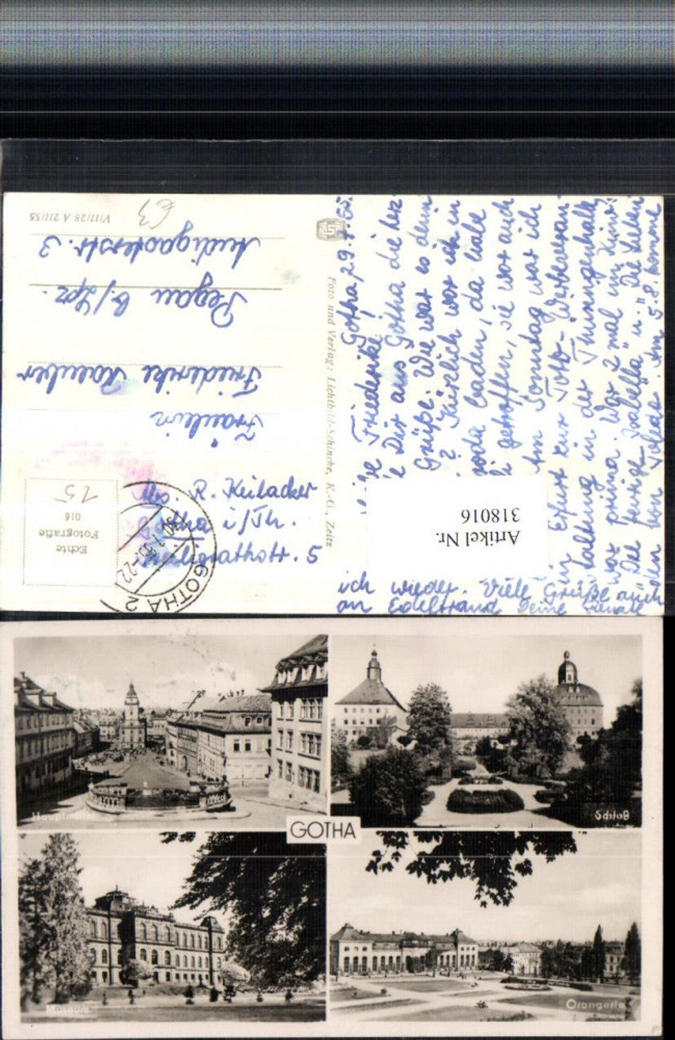 318016,Gotha Schloss Orangerie Museum Hauptmarkt Mehrbildkarte