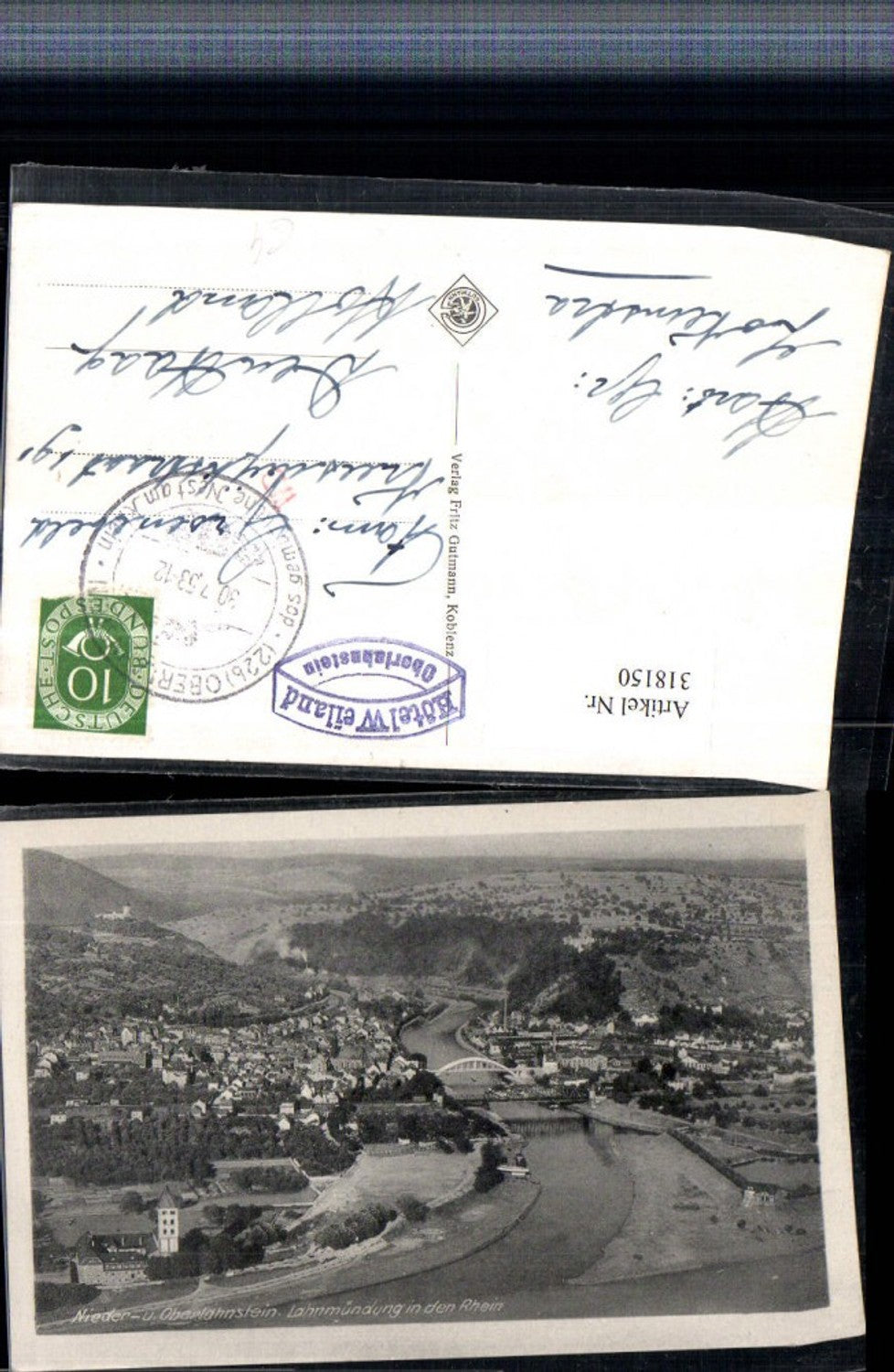 318150,Nieder- und Oberlahnstein Totale Lahnmündung in d. Rhein