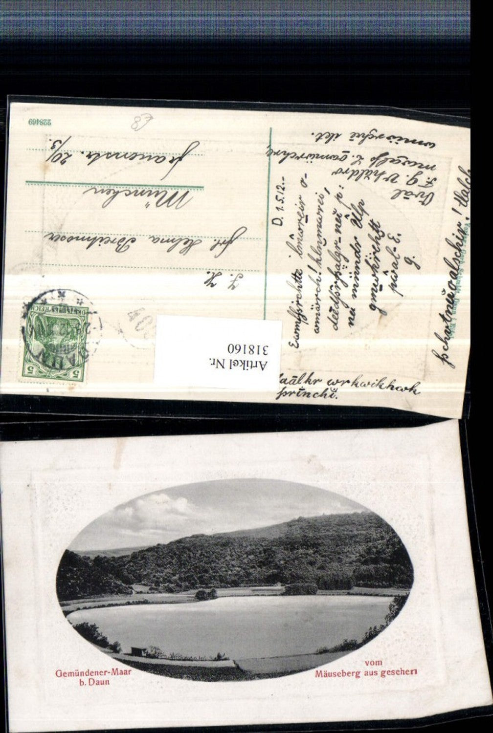 318160,Gemündener-Maar b. Daun vom Mäuseberg Präge Passepartout