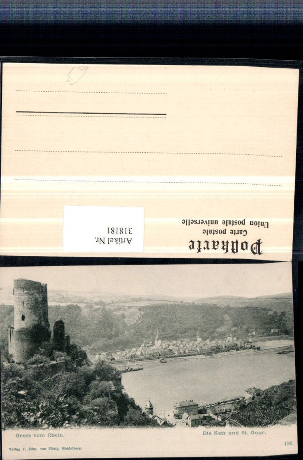 318181, Greetings from the Rhine, Katz Castle and St. Goar, Totale pub Edmund v. König 186