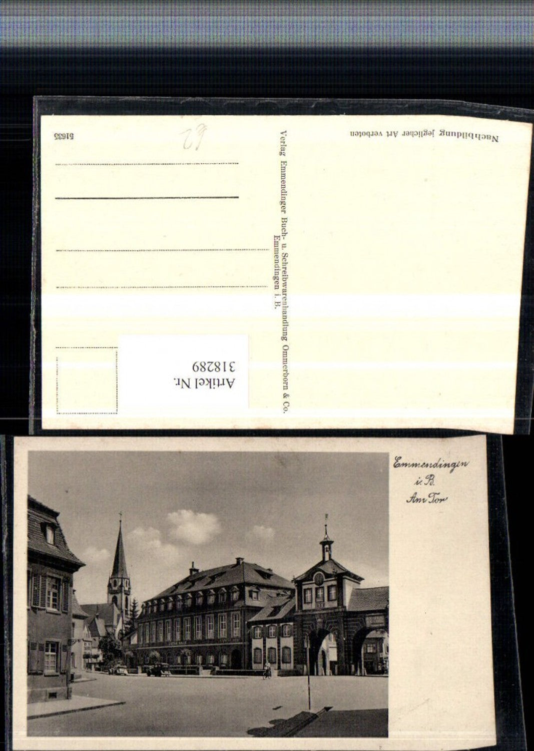 318289,Emmendingen Am Tor Straßenansicht Kirchenturm Goethe Halle