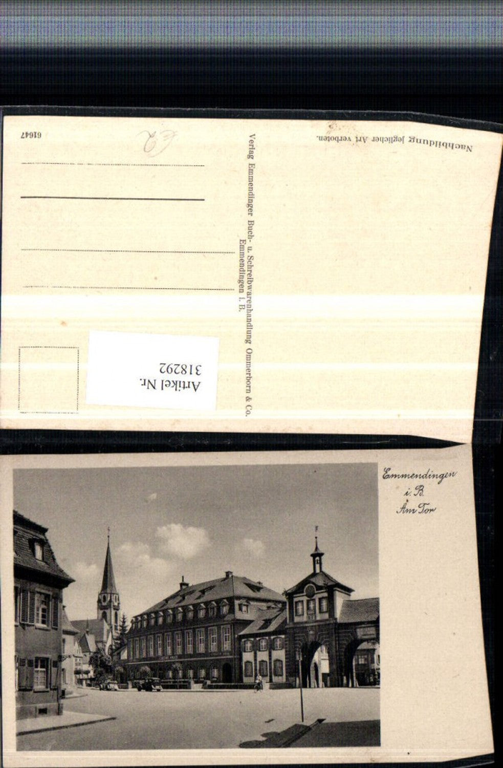 318292,Emmendingen Am Tor Straßenansicht Kirchenturm Goethe Halle