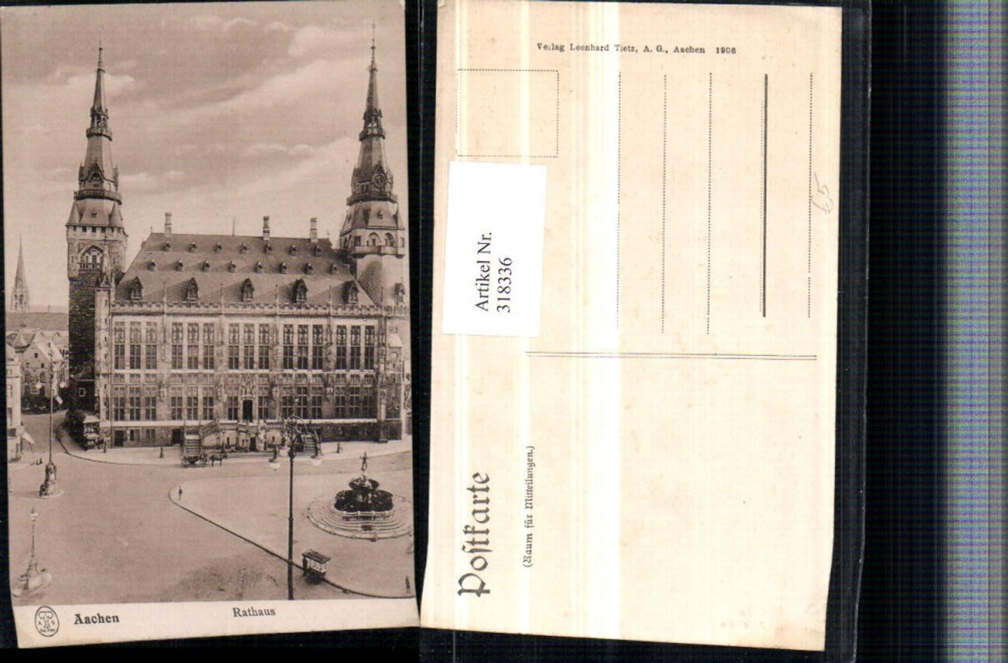 318336,Aachen Rathaus Gebäude Türme Brunnen