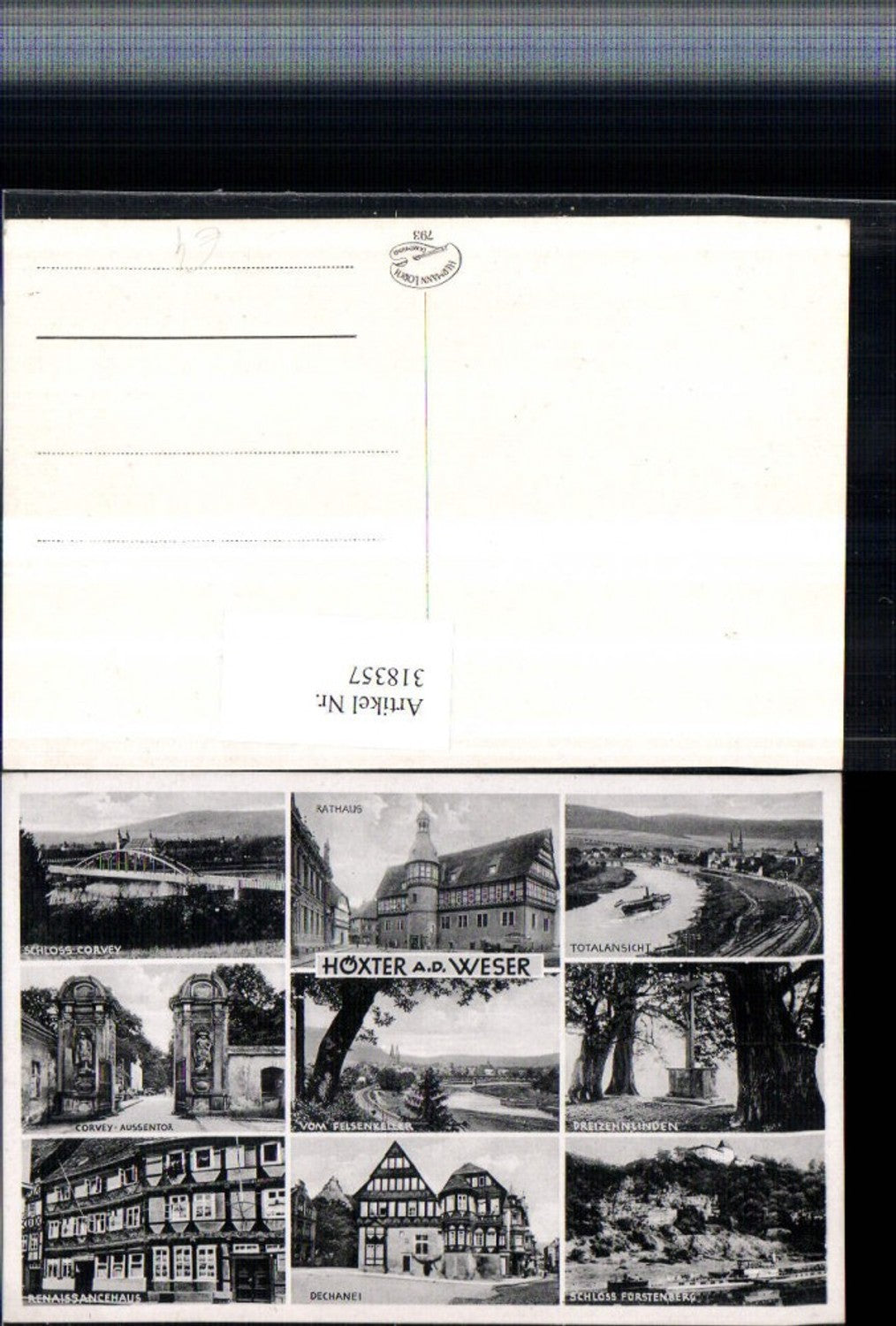 318357,Höxter an d. Weser Totale Rathaus Schoss Corvey Dechanei Mehrbildkarte