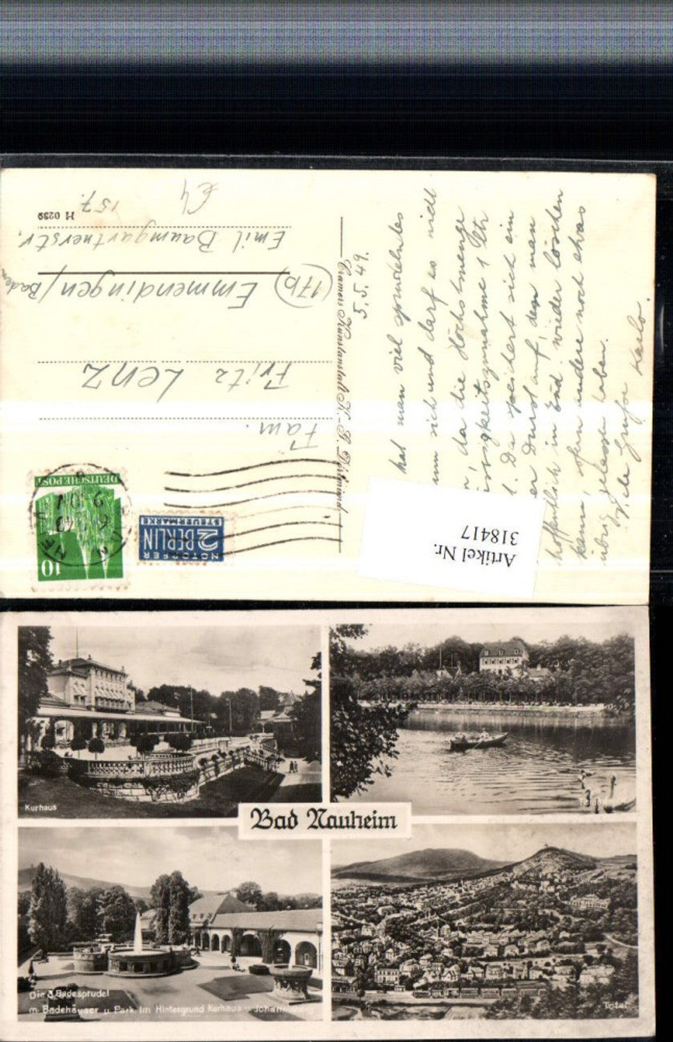 318417,Bad Nauheim Totale Kurhaus Badesprudel Teich Mehrbildkarte
