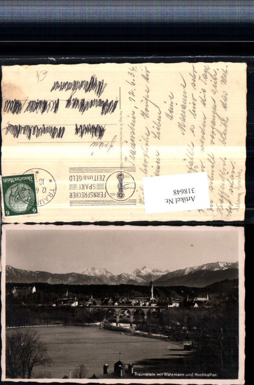 318648,Traunstein Totale m. Watzmann u. Hochkalter Bergkulisse Viadukt