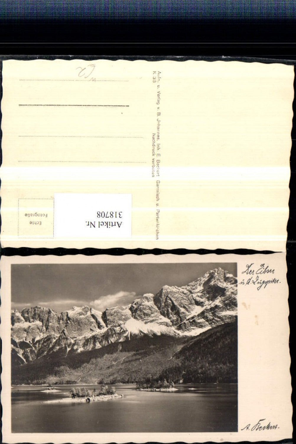 318708,Der Eibsee See b. Grainau m. Zugspitze Bergkulisse