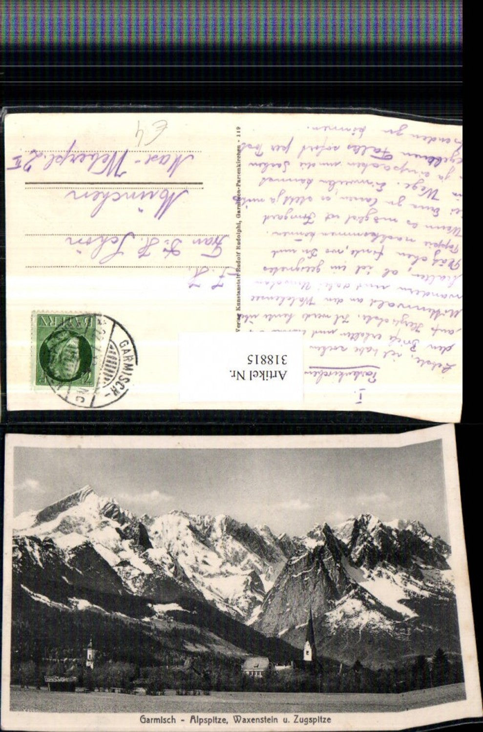 318815,Garmisch Teilansicht m. Alpspitze Waxenstein u. Zugspitze Bergkulisse