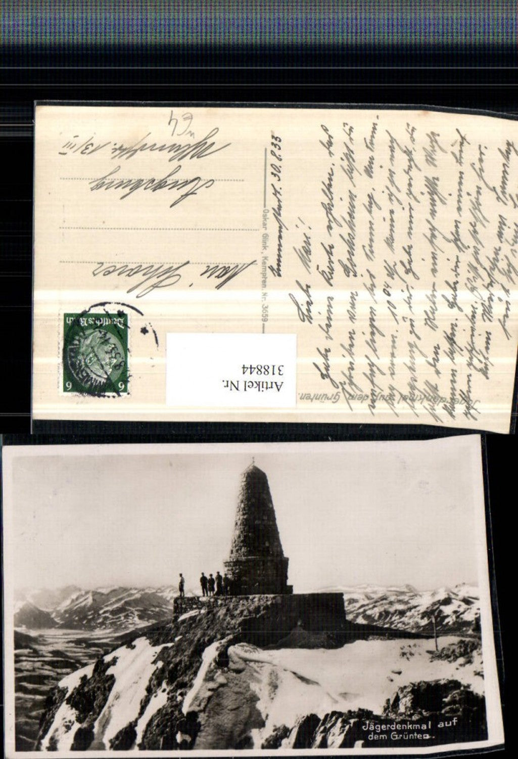 318844,Jägerdenkmal auf dem Grünten b. Burgberg Bergkulisse