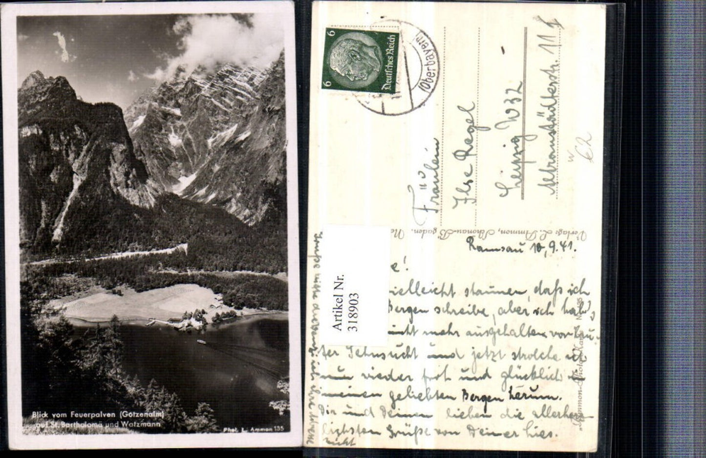 318903,Blick vom Feuerpalven auf St. Bartholomä u. Watzmann Bergkulisse