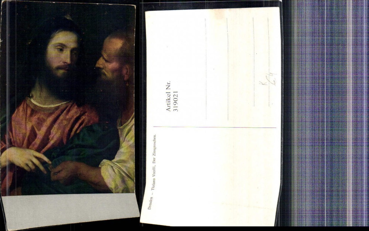 319021,Künstler Ak Tiziano Vecelli Der Zinsgroschen Männer